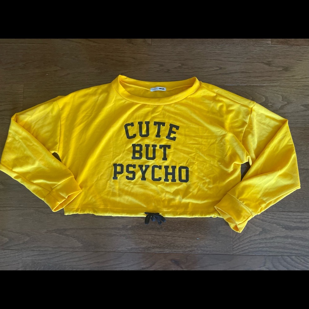 “Cute but psycho” long-sleeve crop top